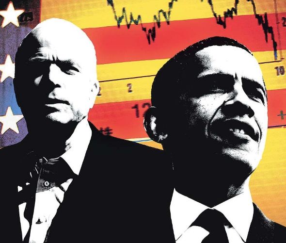 "USA, autunno finanziario" (ottobre 2008, i 2 candidati alla Casa Bianca)