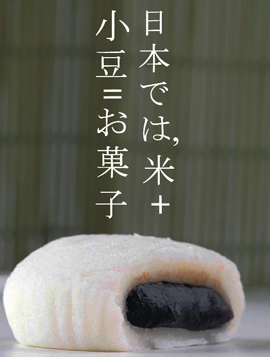 Traduzione ideogrammi: "in Giappone riso e fagioli si trasformano in un dolce!" ("tutto nella vita diventi gradevole!")