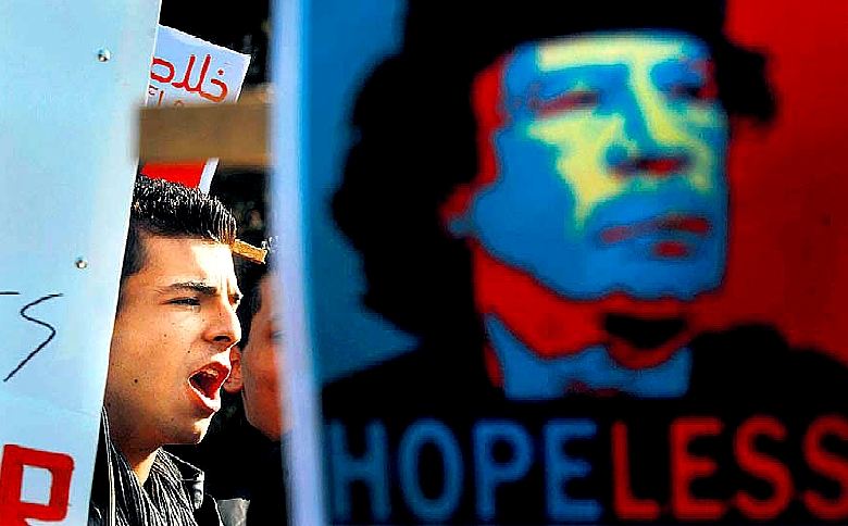 Manifestanti a Gheddafi: "senza speranza"; fonte Doyc