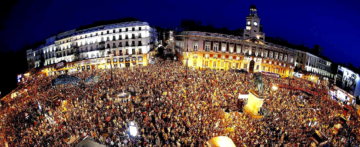 Madrid (Spagna), manifestazione contro le restrizioni economiche operate dallo stato "in bancarotta"; fonte Perez