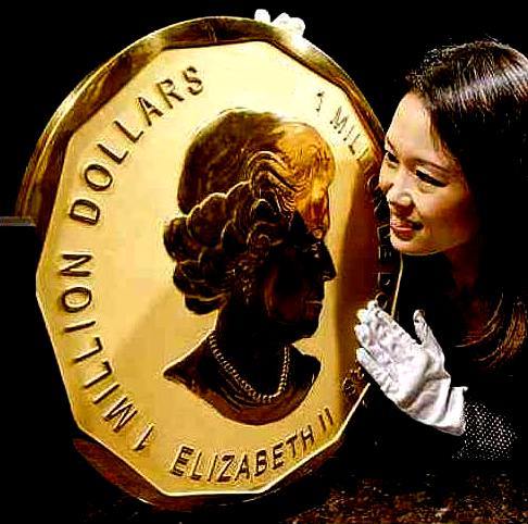 Moneta gigante fatta con 100 chilogrammi di oro (non in vendita)