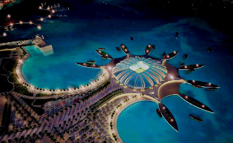 Qatar, mondiali di calcio 2022, bozzetto dello stadio Doha Port