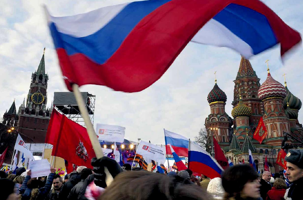 Mosca (Russia), manifestanti a favore della annessione della Crimea; fonte Zemlianichenko
