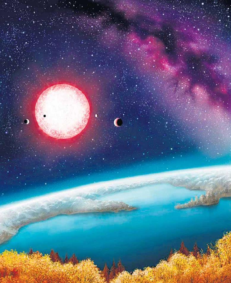 disegno del nuovo pianeta (Kepler-186f) scoperto nella nostra Via Lattea, a 490 anni-luce dalla terra, capace di acqua, abitabile