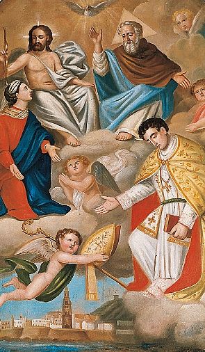 clicca - Pala d'Altare del Santuario: SS.Trinit, Madonna e S.Erasmo 